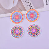 10pcs Round Flower Acrylic Charms 38x38mm DIY Earring Jewelry Making