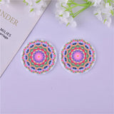 10pcs Round Flower Acrylic Charms 38x38mm DIY Earring Jewelry Making