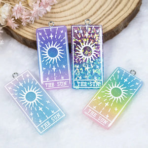 10pcs Sun Tarot Charms Resin Cabochons Glitter Accessory