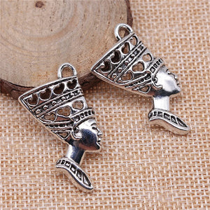 10pcs Woman Head Charms Antique Silver Plated Jewelry Pendant Accessories