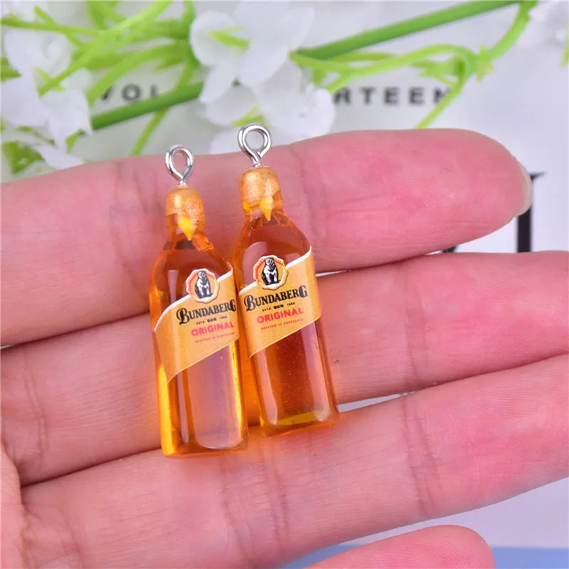 10pcs 3D Beer Bottle Resin Charms DIY Earring Accessory 8*34mm