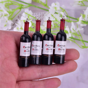 10pcs 3D Wine Bottle Resin Charms for DIY Earring Keychain