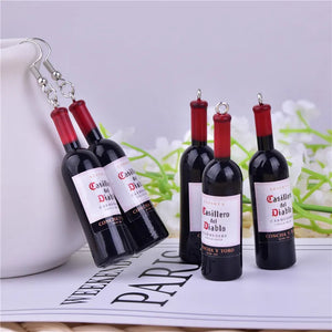 10pcs 3D Wine Bottle Resin Charms for DIY Earring Keychain