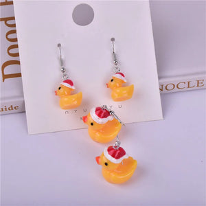 10pcs Christmas Duck Resin Charms for Jewelry Making