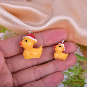 10pcs Christmas Duck Resin Charms for Jewelry Making