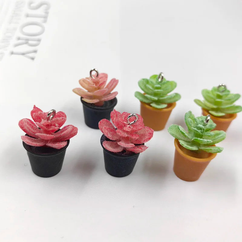 10pcs 3D Green Plant Resin Charms for Jewelry Making DIY Earrings C1207