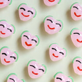 10pcs 3D Pink Heart Smiley Girl Glass Beads 16*14MM DIY Keychain Handicraft
