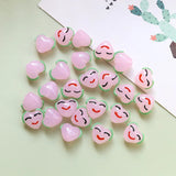 10pcs 3D Pink Heart Smiley Girl Glass Beads 16*14MM DIY Keychain Handicraft