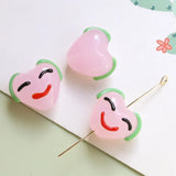 10pcs 3D Pink Heart Smiley Girl Glass Beads 16*14MM DIY Keychain Handicraft