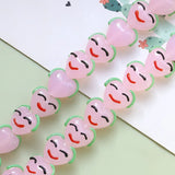 10pcs 3D Pink Heart Smiley Girl Glass Beads 16*14MM DIY Keychain Handicraft