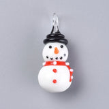 10pcs Snowman Lampwork Pendants Christmas Charms DIY Necklaces Jewelry Making