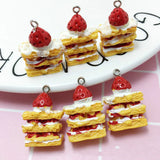 10pcs 3D Strawberry Cake Food Resin Charms DIY Craft for Jewelry Making