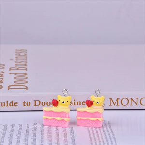 10pcs 3D Strawberry Cake Resin Charms for Jewelry Making