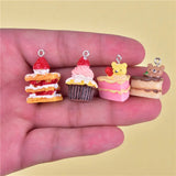 10pcs 3D Strawberry Cake Resin Charms for Jewelry Making
