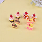 10pcs 3D Strawberry Cake Resin Charms for Jewelry Making