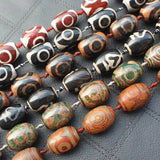 10pcs 3eyes Tibet Dzi Oval Beads for DIY Jewelry Making