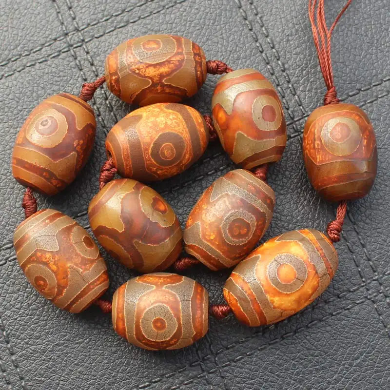 10pcs 3eyes Tibet Dzi Oval Beads for DIY Jewelry Making