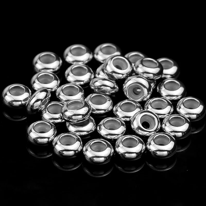 10pcs Stainless Steel Big Hole Spacer Beads for Jewelry Making