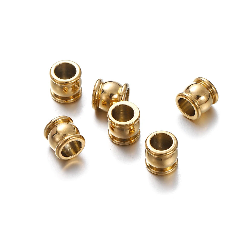 10pcs Stainless Steel Spacer Bead Charm Big Hole for DIY Bracelet Necklace