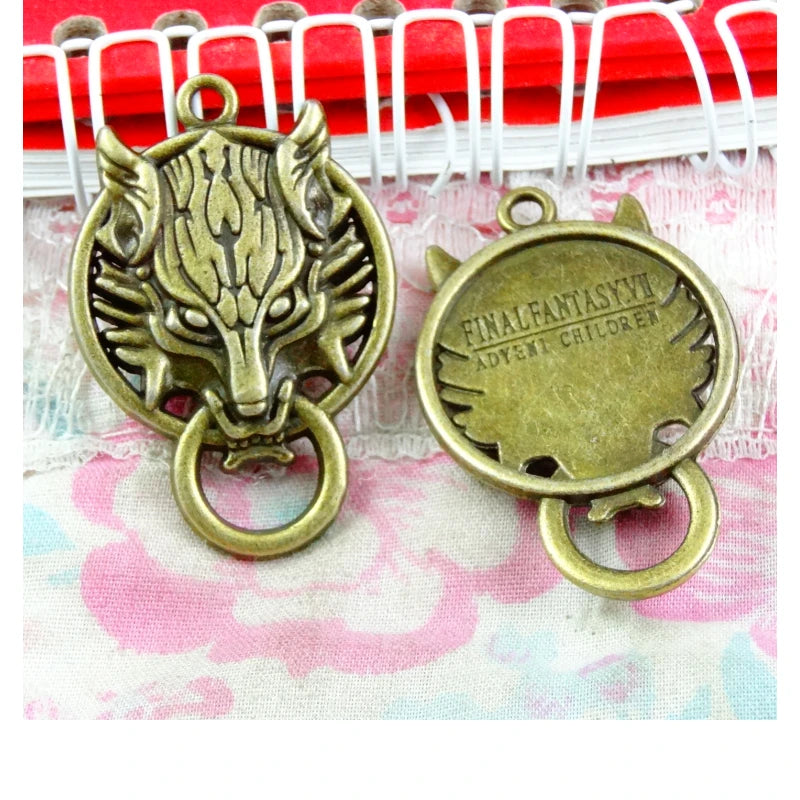 10pcs Vintage Wolf Head Charms Pendant for Necklace