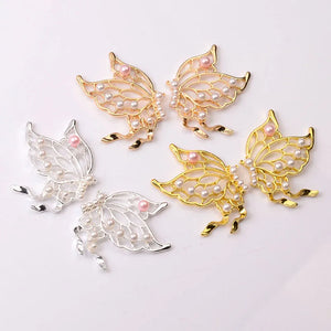 10pcs Metal/Silver Plated Butterfly Pearl Alloy Jewelry Making