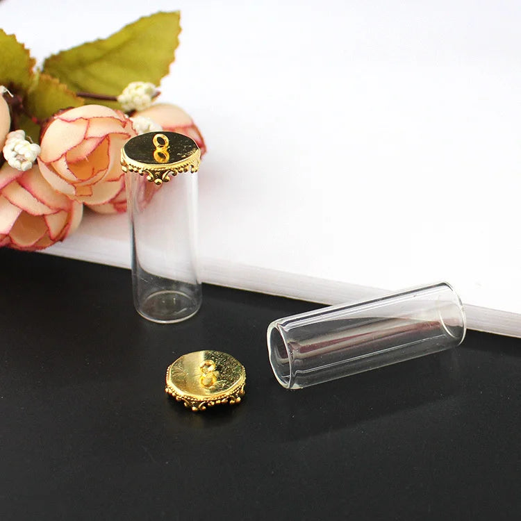 10pcs Clear 41*15mm Glass Bottle with Lid Pendant DIY Jewelry Craft