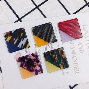 10pcs Vintage Acrylic Square Earring Jewelry Charms in Various Colors