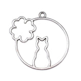 10pcs Antique Silver Flower Rabbit Epoxy Alloy Charms For Jewelry Making