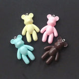 10pcs Bear Charms Flatback Resin Glitter Cabochons for Necklace Keychain