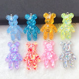 10pcs Bear Charms Flatback Resin Glitter Cabochons for Necklace Keychain