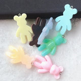 10pcs Bear Charms Flatback Resin Glitter Cabochons for Necklace Keychain