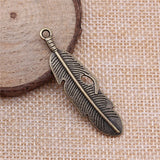10pcs 49x13mm Feather Charms Pendants Jewelry Making Antique