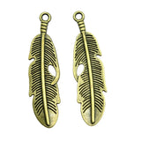 10pcs 49x13mm Feather Charms Pendants Jewelry Making Antique