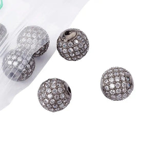 10pcs Brass CZ Beads Gunmetal DIY Jewelry Findings
