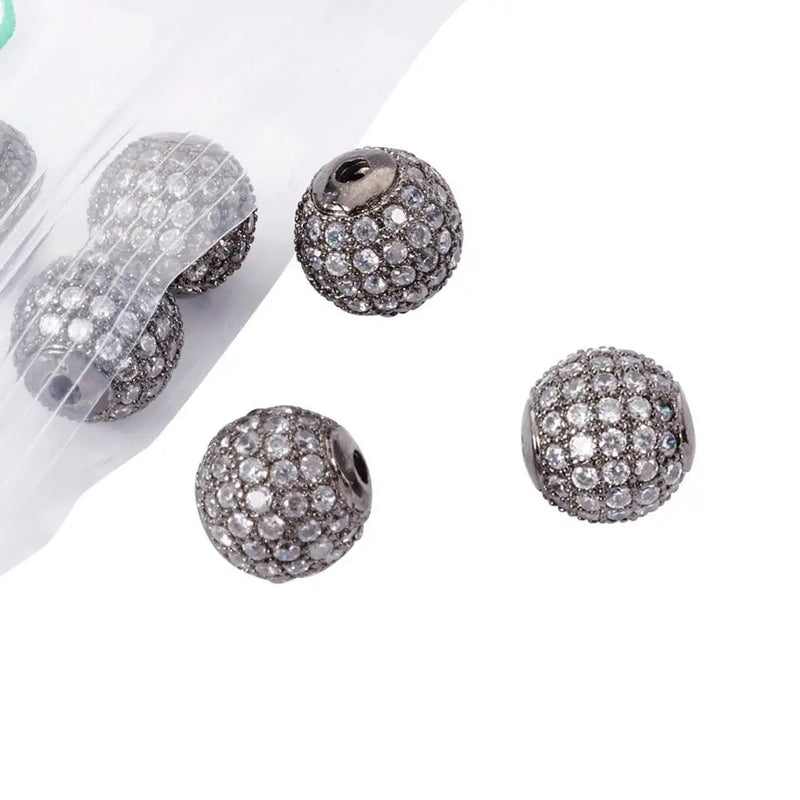 10pcs Brass CZ Beads Gunmetal DIY Jewelry Findings
