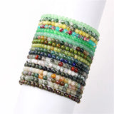 10pcs Tigers Eye Stone Women's Bracelet Semi-precious Stone Elastic Bracelet