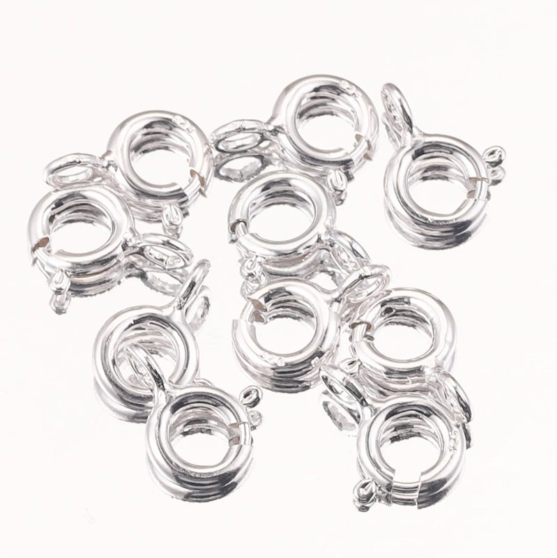 10pcs 925 Sterling Silver Claw Spring Clasps Hooks Round for Jewelry Making DIY