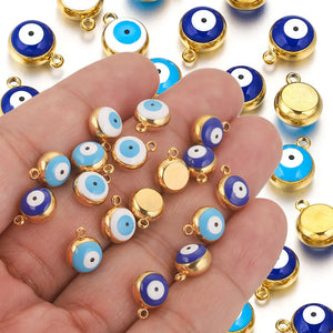 10pcs Stainless Steel Enamel Evil Eye Charms for Jewelry Making