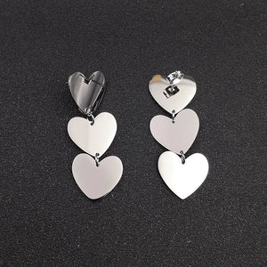 5 Pairs Stainless Steel 3 Hearts Earrings