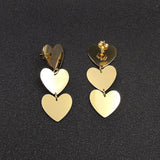5 Pairs Stainless Steel 3 Hearts Earrings
