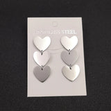 5 Pairs Stainless Steel 3 Hearts Earrings