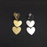 5 Pairs Stainless Steel 3 Hearts Earrings