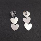 5 Pairs Stainless Steel 3 Hearts Earrings