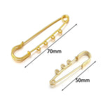 10pcs Safety Pins Brooch Blank Base 3/4 Holes Pins for Jewelry Making