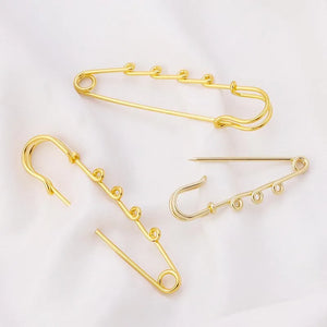 10pcs Safety Pins Brooch Blank Base 3/4 Holes Pins for Jewelry Making