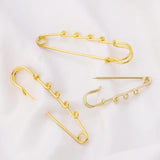 10pcs Safety Pins Brooch Blank Base 3/4 Holes Pins for Jewelry Making