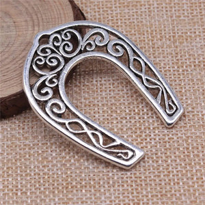10pcs Antique Silver Hollow Horseshoe Charms for Jewelry Making DIY Findings