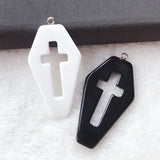 10pcs Coffin Planchette Charms Punk Cross Resin Cabochons DIY Necklace Pendant