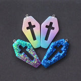 10pcs Coffin Planchette Charms Punk Cross Resin Cabochons DIY Necklace Pendant