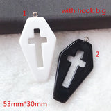 10pcs Coffin Planchette Charms Punk Cross Resin Cabochons DIY Necklace Pendant